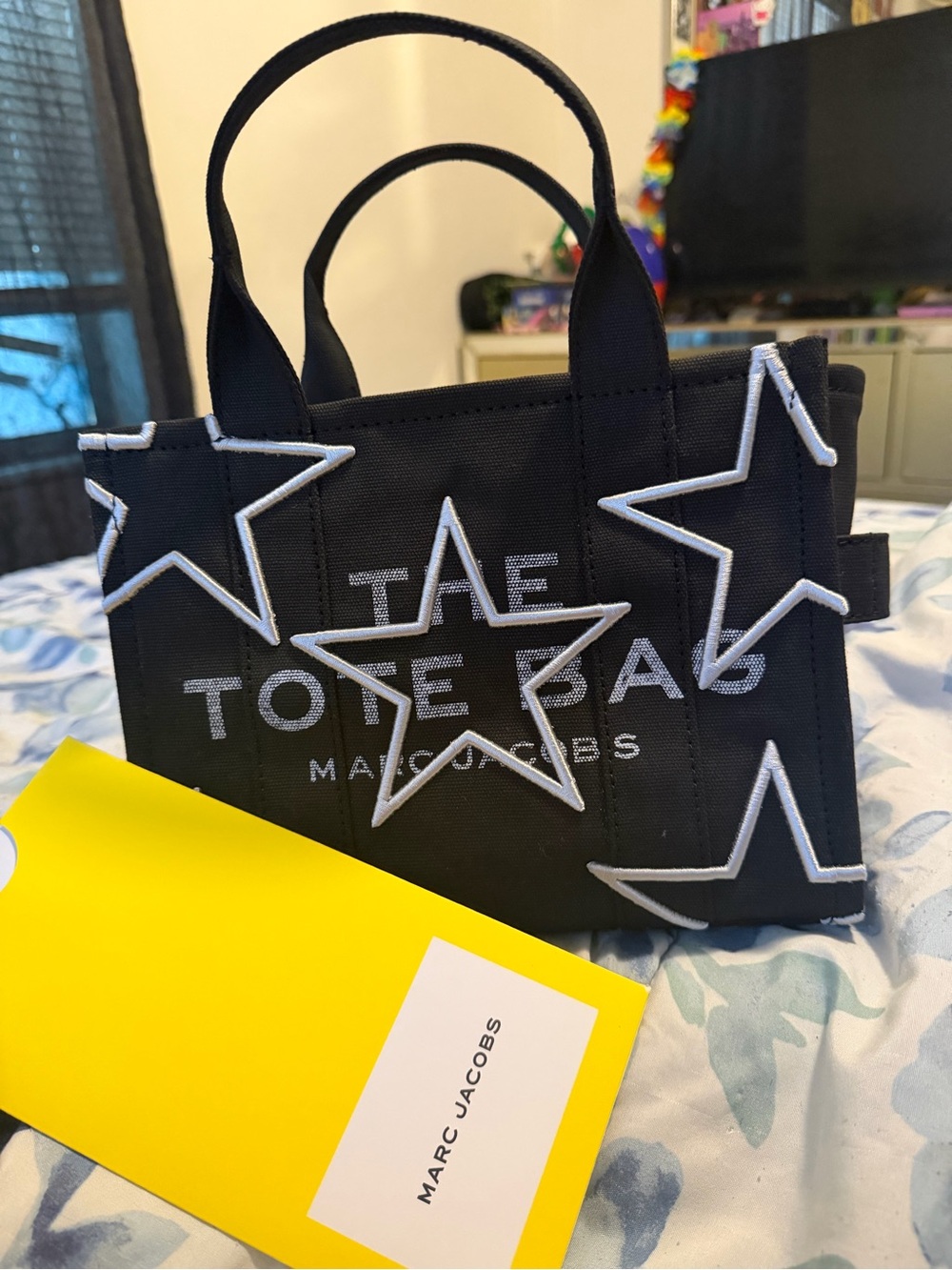 Marc Jacobs small black canvas star tote